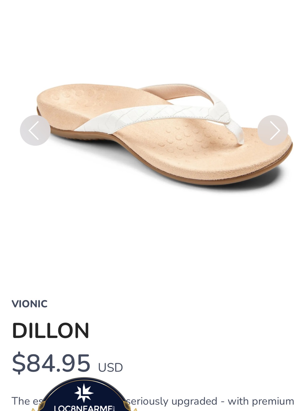 Vionic White And Tan Dillon Women's Supportive Thong Sandal
